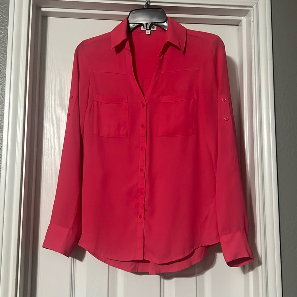 Sz XS Express pink button down Portofino blouse